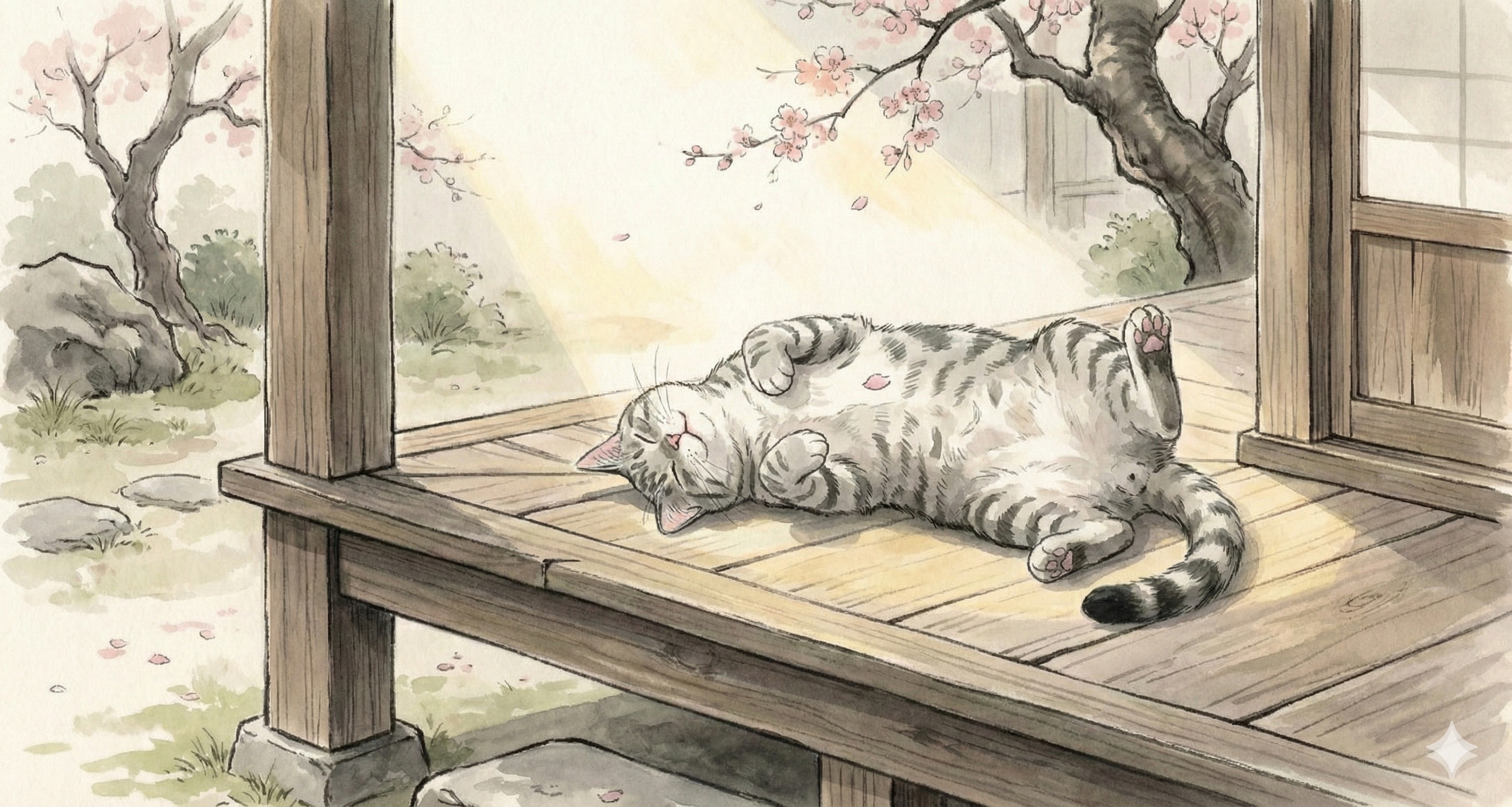 縁側でくつろぐコンブ