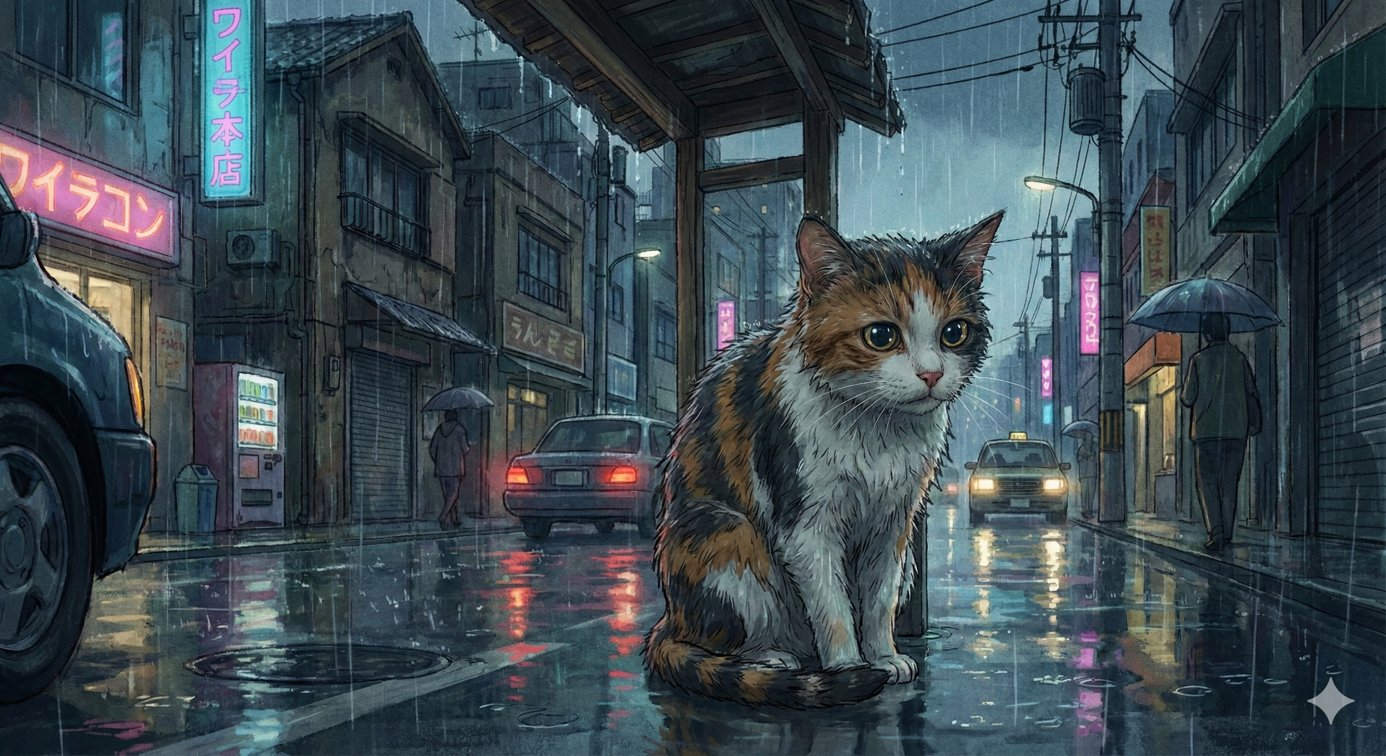 雨の中のササミ